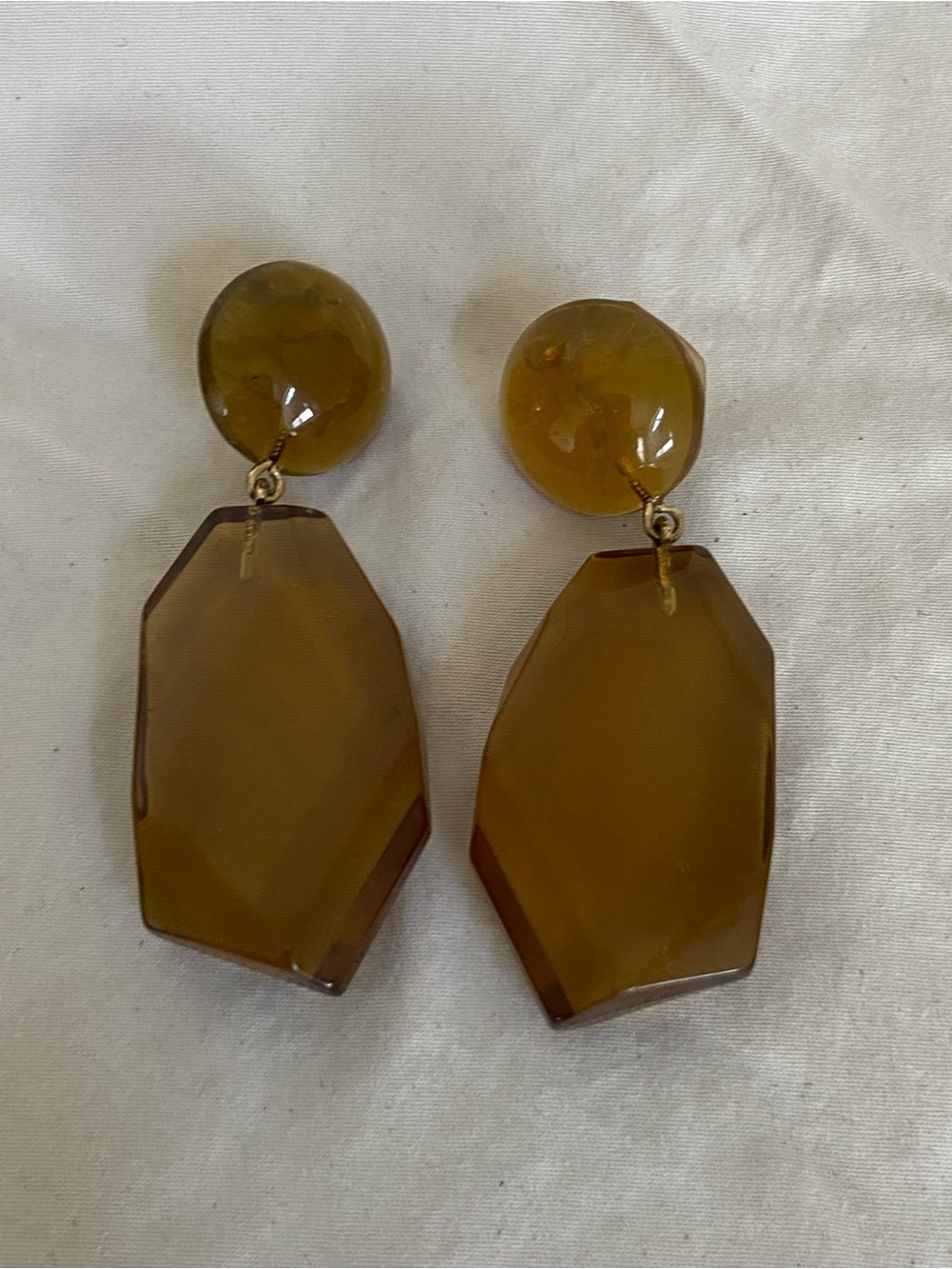 Zara Honey Brown Resin Geometric Drop Earrings
